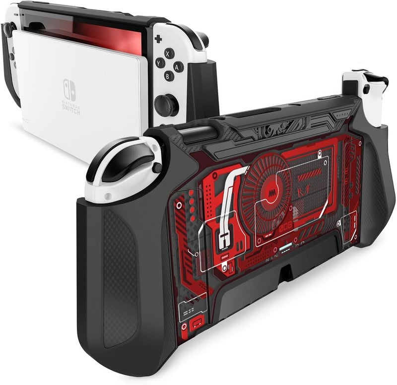 Mumba Dockable Case for Nintendo Switch OLED 2021, [Blade Series] TPU Grip Protective Cover Accessories Compatible with Nintendo Switch OLED 7 Inch and Joy-Con Controller (Red) - Image 1
